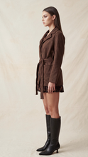 Load image into Gallery viewer, Belted Tailored Mid-Length Jacket - Chocolate