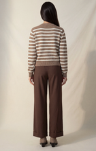 Load image into Gallery viewer, Stripe Crewneck Sweater - Mocha/Cream