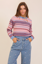 Load image into Gallery viewer, Striped Cozy Knit Sweater - Pink Blue Multi