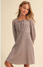 Load image into Gallery viewer, Long Sleeve Ribbed Knit Dress Mocha - Youth