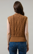 Load image into Gallery viewer, Exaggerated Hem Cable Knit Sweater - Rust Brown