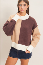 Load image into Gallery viewer, Color Block Mock Neck Sweater - Brown