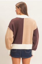 Load image into Gallery viewer, Color Block Mock Neck Sweater - Brown