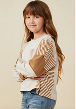 Load image into Gallery viewer, Stripe and Colorblock Sleeve Sweater Brrown - Youth