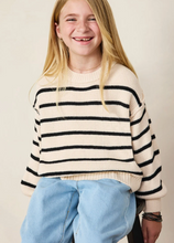 Load image into Gallery viewer, Drop Shoulder Striped Sweater Ivory Black - Youth