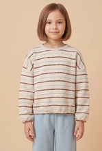 Load image into Gallery viewer, Textured Stitch Detail Long Sleeve Ivory Multi - Youth