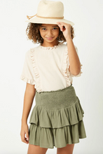 Load image into Gallery viewer, Smocked Tiered Skirt Olive - Youth