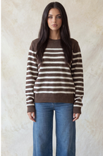 Load image into Gallery viewer, Long Sleeve Striped Sweater - Brown/Cream