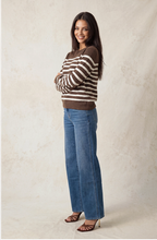 Load image into Gallery viewer, Long Sleeve Striped Sweater - Brown/Cream
