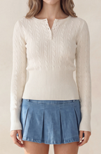 Load image into Gallery viewer, Cable Knit Exaggerated Hem Sweater - Cream