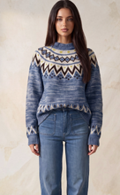 Load image into Gallery viewer, Fair Isle Geometric Ribbed Sweater - Blue