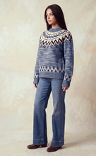 Load image into Gallery viewer, Fair Isle Geometric Ribbed Sweater - Blue