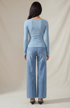 Load image into Gallery viewer, Lace Trim Henley - Winter Sky