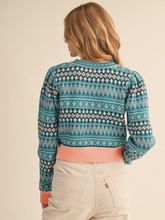 Load image into Gallery viewer, Semi Cropped Fair Isle Sweater - Blue/Pink