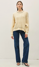 Load image into Gallery viewer, Contrast Stitch Cable Knit Sweater - Natural/Black