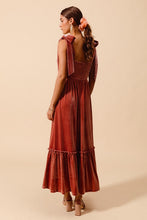 Load image into Gallery viewer, ^Velvet Corset Top Tie Strap Maxi Dress - Mauve