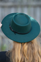 Load image into Gallery viewer, Standard Brim Felt Hat w/Black Strap - Forest Green
