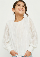 Load image into Gallery viewer, ^Textured Sheer Smocked Cuff Top - Youth