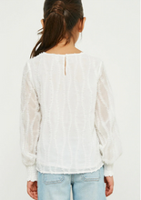 Load image into Gallery viewer, ^Textured Sheer Smocked Cuff Top - Youth