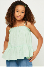 Load image into Gallery viewer, ^Textured Dot Ruffled Tank Mint - Youth