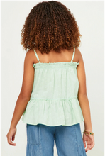 Load image into Gallery viewer, ^Textured Dot Ruffled Tank Mint - Youth