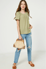 Load image into Gallery viewer, ^Ruffled Wide Neck Knit Top Sage - Youth