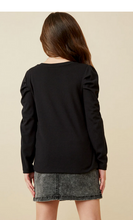 Load image into Gallery viewer, ^Pleated Shoulder Knit Black - Youth