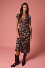 Load image into Gallery viewer, Floral Puff Sleeve Midi Dress - Brown
