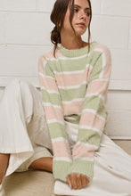 Load image into Gallery viewer, Loose Fuzzy Knit Sweater - Sage/Blush
