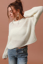 Load image into Gallery viewer, Crochet Waffle Knit Sweater - Ivory
