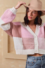 Load image into Gallery viewer, Colorblock Checkered Cardigan - Mauve Multi
