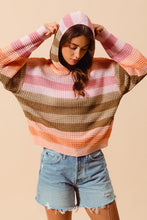 Load image into Gallery viewer, Loose Knit Light Weight Hooded Sweater - Multi Color
