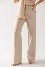 Load image into Gallery viewer, Elastic Waist Band Textured Wide Leg Pants - Beige