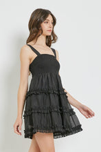 Load image into Gallery viewer, *Smocked Ruffle Seam Chiffon Dress - Black