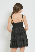 Load image into Gallery viewer, *Smocked Ruffle Seam Chiffon Dress - Black