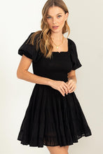Load image into Gallery viewer, *Smocked Tiered Mini Dress - Black