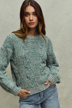 Load image into Gallery viewer, Two Tone Chenille Knit Sweater - Olive
