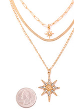 Load image into Gallery viewer, North Star Pendant Layered Necklace - Gold
