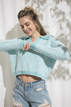 Load image into Gallery viewer, Collared Pom Knit Sweater - Blue
