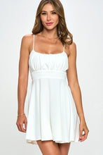 Load image into Gallery viewer, Ruched Neckline Tie Back Dress - White