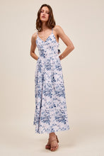 Load image into Gallery viewer, Floral Lined Dress BackBow Ribbon Tie - Bue