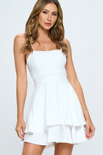 Load image into Gallery viewer, Layered Lace Up Mini Dress - White