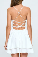 Load image into Gallery viewer, Layered Lace Up Mini Dress - White