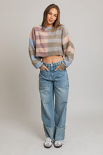 Load image into Gallery viewer, +Colorblock Cropped Sweater - Blue / Pink Multi
