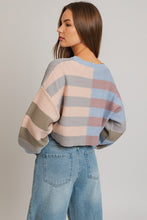 Load image into Gallery viewer, +Colorblock Cropped Sweater - Blue / Pink Multi
