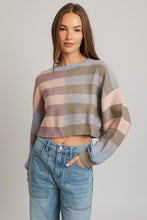 Load image into Gallery viewer, +Colorblock Cropped Sweater - Blue / Pink Multi
