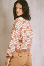 Load image into Gallery viewer, Abstract Pattern Contrasting Hem Sweater - Cocoa
