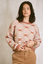 Load image into Gallery viewer, Abstract Pattern Contrasting Hem Sweater - Cocoa
