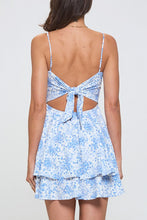 Load image into Gallery viewer, Floral Tie Back Layered Mini Dress - Light Blue