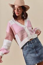 Load image into Gallery viewer, Colorblock Checkered Cardigan - Mauve Multi
